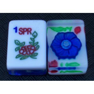 Complete American Mahjong (Mah Jongg Mahjongg) 166 Tiles Set w/ 4 Racks, Aluminum Case   ''Blue Flower'': Toys & Games