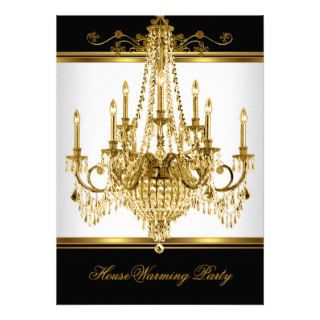 HouseWarming Party Chandelier Rich Gold Black Invite