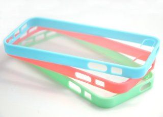 Costyle 3pcs/lot Colors Colorful Soft Trim High Clear Back Hard Cover Bumper Slim Case Skin for iPhone 5 5G 5S 5GS+2pcs Screen Protector+Free Crystal Stylus Touch Pen Wholesale Price  Mint Green Blue Rose Pink Cell Phones & Accessories
