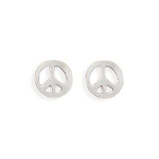 Sterling Silver Peace Sign Earrings: Stud Earrings: Jewelry