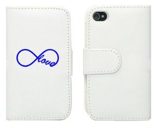 White Apple iPhone 5 5S 5LP189 Leather Wallet Case Cover Blue Infinite Infinity Love: Cell Phones & Accessories