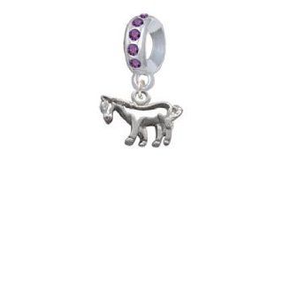 Horse   Outline Amethyst Crystal Charm Bead Dangle Jewelry