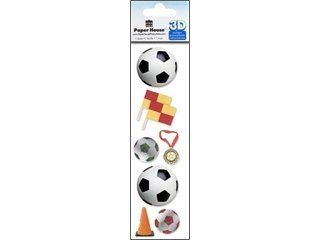 Paper House STEM 0006E 3 Pack 2 Inch 3D Cardstock Stickers, Soccer