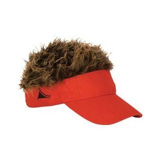 Billy Bob Flair Hair Red Visor with Brown Hair: Sports & Outdoors