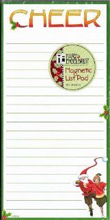 Mary Engelbreit Notepad Magnetic Refrigerator Grocery List Note Pad CHEER Skating Santa : Memo Paper Pads : Office Products