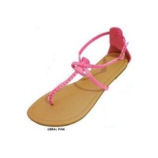 Women's Braided Roman Gladiator Sandals Shoes (7/8, Coral Pink 6211): Shoes