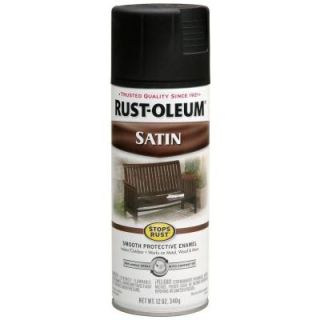 Rust Oleum Stops Rust 12 oz. Protective Enamel Satin Black Spray Paint 7777830