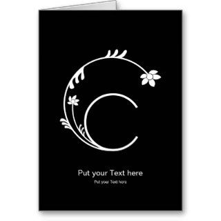 CUTE FLOWER MONOGRAM LETTER C BLACK CARD