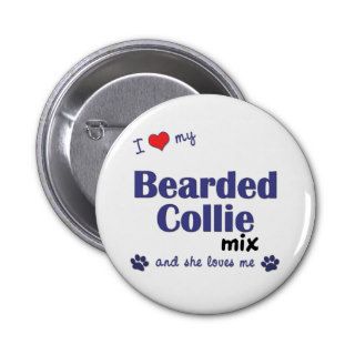 I Love My Bearded Collie Mix (Female Dog) Pin