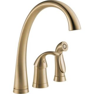 Delta Pilar Waterfall Single Handle Side Sprayer Kitchen Faucet in Champagne Bronze 4380 CZ DST