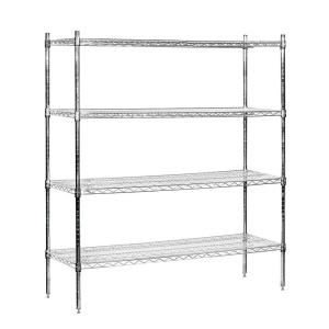 Salsbury Industries 9500S Series 60 in. W x 63 in. H x 18 in. D Galvanized Wire Stationary Wire Shelving in Chrome 9558S CHR