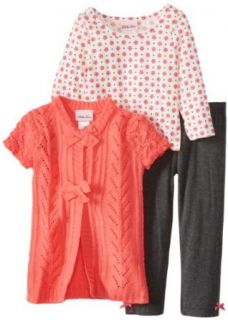 Little Lass Girls 2 6X 3 Piece Scrunched Sleeves Knit Sweater Set, Coral, 5 Pants Clothing Sets Clothing