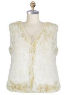 Capelli New York Ladies Tipped Faux Rabbit Fur Vneck Vest With Rounded Hem Saddle Beige X large Fashion T Shirts