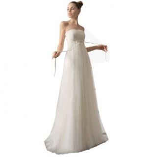 DAPENE Woman lady Simple Full Tulle A line Bridesmaid Wedding Dress White