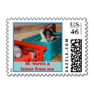 Cute Animal Waving Hi and Hello Postage Stamps