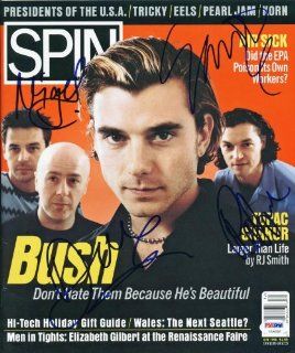 BUSH (4) ROSSDALE, PULSFORD, PARSONS & GOODRIDGE AUTHENTIC SIGNED SPIN MAGAZINE CERTIFICATE OF AUTHENTICITY PSA/DNA #U14332: Entertainment Collectibles
