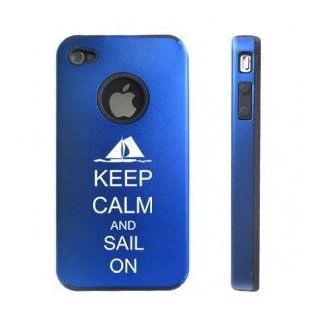 Apple iPhone 4 4S Blue D5428 Aluminum & Silicone Case Cover Keep Calm and Sail On Cell Phones & Accessories