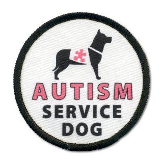 AUTISM SERVICE DOG Pink Medical Alert 4 inch Sew on Black Rim Patch: Everything Else