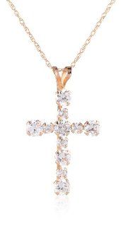 10k Gold Swarovski Elements RD Cross Pendant Necklace Jewelry