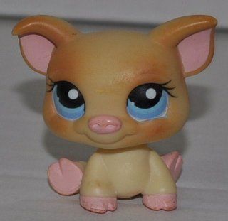 Pig #266 (Tan, Blue Eyes) Littlest Pet Shop (Retired) Collector Toy   LPS Collectible Replacement Single Figure   Loose (OOP Out of Package & Print): Everything Else