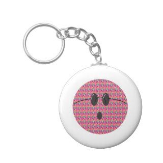 funny cute hippie smiley face keychain