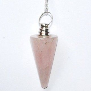 Rose Quartz Smooth Cone Pendulum in Velvet Pouch for Dowsing and Divination : Decorative Hanging Ornaments : Everything Else