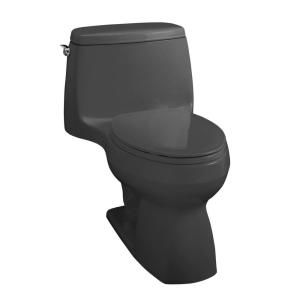 KOHLER Santa Rosa 1 piece 1.6 GPF Compact Elongated Toilet with AquaPiston Flush Technology in Black Black K 3323 7