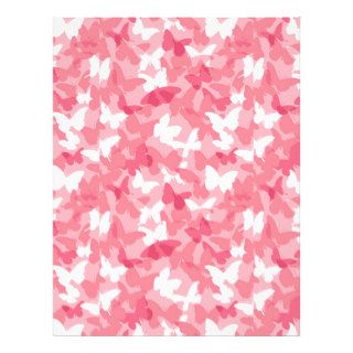 Pink Butterfly Camouflage Letterhead Template