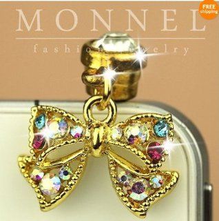 Ip289 Luxury Cute Crystal Bow Anti Dust Plug Cover Charm For iPhone Android: Cell Phones & Accessories