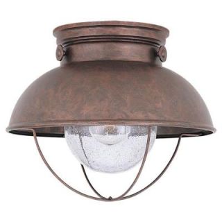 Sea Gull Lighting Sebring 1 Light Outdoor Weathered Copper Ceiling Fixture 8869 44