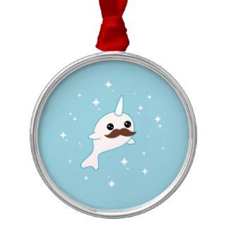 Mustache Narwhal Christmas Tree Ornament