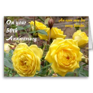 50th Anniversary golden angel roses greetings card