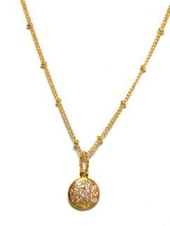 Beautiful Vermeil Pendant Necklace With Pave CZ Mini Disk Charm By Just Give Me jewels: Jewelry