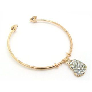 The Olivia Collection Rose Gold Coloured Bangle with Crystal Heart Charm: Bangle Bracelets: Jewelry