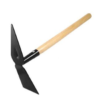 Wooden Handle Black Metal Hand Garden Tool Digging Hoe Shovel 15.7" : Patio, Lawn & Garden