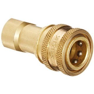 Eaton Hansen B2H16LLV146 Brass ISO B Interchange Hydraulic Fitting, Socket with Stainless Steel 303 Valve, 1/4" 18 NPTF Female, 1/4" Body, Buna N Seal: Quick Connect Hose Fittings: Industrial & Scientific