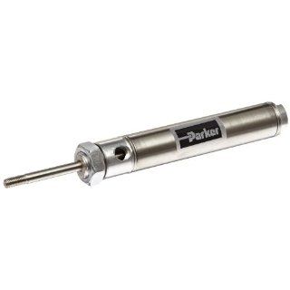 Parker .88DSR03.0 Stainless Steel 304 Air Cylinder, Round Body, Double Acting, Nose Mount, Non cushioned, 7/8 inches Bore, 3 inches Stroke, 1/4 inches Rod OD, 1/8" NPT Port: Industrial Air Cylinders: Industrial & Scientific