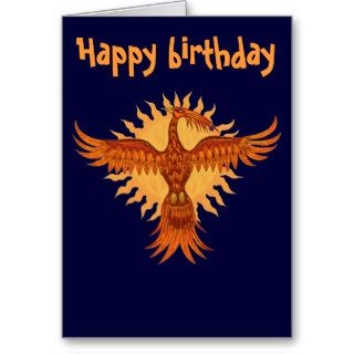 Phoenix fire bird cool happy birthday card design