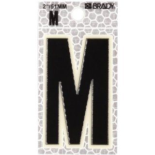 Brady 3000 M 2 3/8" Height, 1 1/2" Width, B 309 High Intensity Prismatic Reflective Sheeting, Black And Silver Color Glow In The Dark/Ultra Reflective Letter, Legend "M" (Pack Of 10) Industrial Warning Signs Industrial & Scientifi