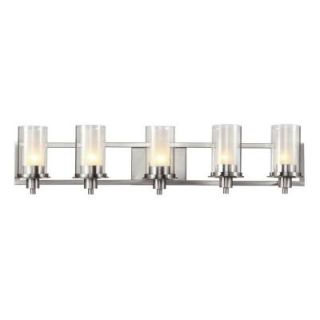 Filament Design Cabernet Collection 5 Light Brushed Nickel Bath Bar Light with Frosted Inner Glass Shade CLI WUP591898