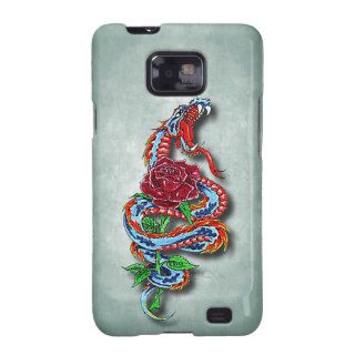 Colorful Chinese Dragon Snake Rose Tattoo Samsung Galaxy S2 Covers