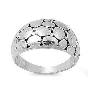 Polished Sterling Silver Turtle Shell Dome Ring: Jewelry