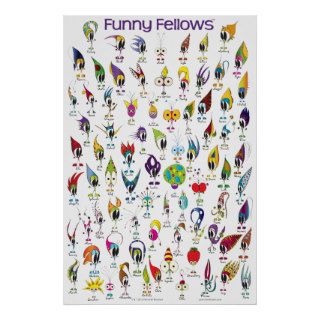 Funny Fellows™ Cartoon Character Collage Poster