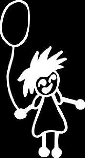 Girl with Balloon Stick Figure Family stick em up White vinyl Die Cut vinyl Decal sticker for any smooth surface 