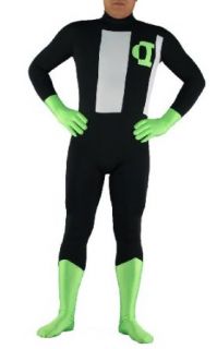 Black, White and Green Zentai Suit, Made of Lycra Spandex (Medium): Adult Sized Costumes: Clothing