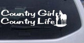 8in X 2.1in White    Country Girl Country Life With Horse Country Car Window Wall Laptop Decal Sticker: Automotive