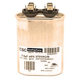 CAPACITOR 7.5 MFD 370 VAC OVAL ONETRIP PARTS DIRECT REPLACEMENT FOR YORK COLEMAN EVCON LUXAIRE S1 02420045700: Industrial & Scientific