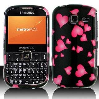 Black Pink Heart Hard Cover Case for Samsung Comment Freeform III 3 SCH R380 Cell Phones & Accessories