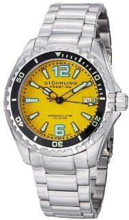 Stuhrling Original Men's 382.331118 Prestige Swiss Regatta Captain Quartz Diver Date Yellow Dial Watch: Watches