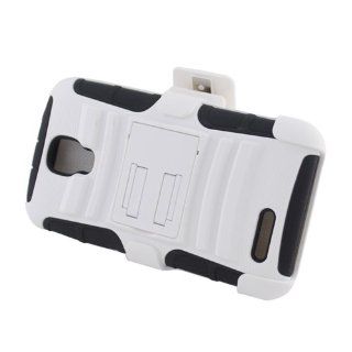 For Cricket Engage LT MT N8000 Hybrid Case Black White with Stand and Holster: Everything Else